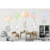 Zestaw naklejek z zającami i kolorowymi balonami